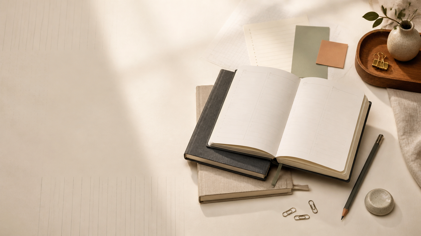 LayerJournal desk with an open notebook